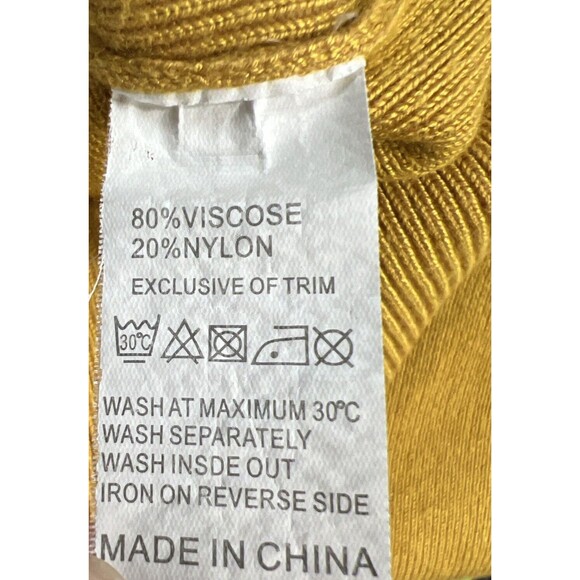 Wild Flower Embroidered Statement Sleeve Sweater Size Small Yellow - Picture 9 of 13